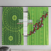 Taveuni Fiji 2026 Rugby Window Curtain Tagimoucia Fijian Tapa Pattern LT14 With Hooks Green - Polynesian Pride