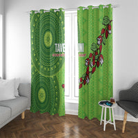 Taveuni Fiji 2026 Rugby Window Curtain Tagimoucia Fijian Tapa Pattern LT14 With Grommets Green - Polynesian Pride