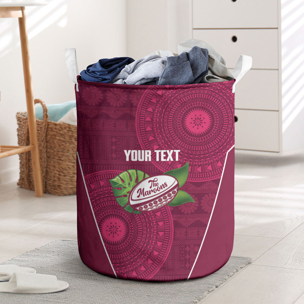 Lautoka Fiji 2026 Rugby Custom Laundry Basket Go Maroons Fijian Tapa Pattern LT14 Maroon - Polynesian Pride