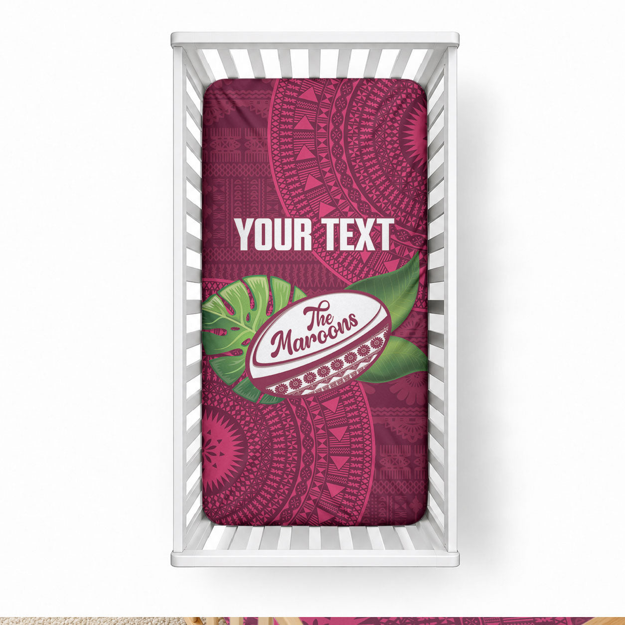 Lautoka Fiji 2026 Rugby Custom Baby Bed Cover Go Maroons Fijian Tapa Pattern LT14 28 × 52 in Maroon - Polynesian Pride