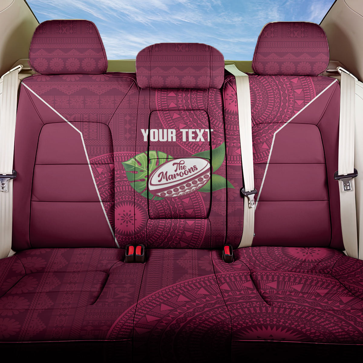 Lautoka Fiji 2026 Rugby Custom Back Car Seat Cover Go Maroons Fijian Tapa Pattern LT14 One Size Maroon - Polynesian Pride