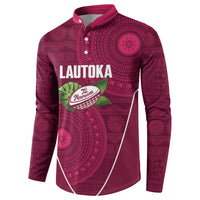 Lautoka Fiji 2026 Rugby Custom Button Sweatshirt Go Maroons Fijian Tapa Pattern LT14 - Polynesian Pride