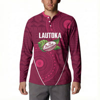 Lautoka Fiji 2026 Rugby Custom Button Sweatshirt Go Maroons Fijian Tapa Pattern LT14 - Polynesian Pride