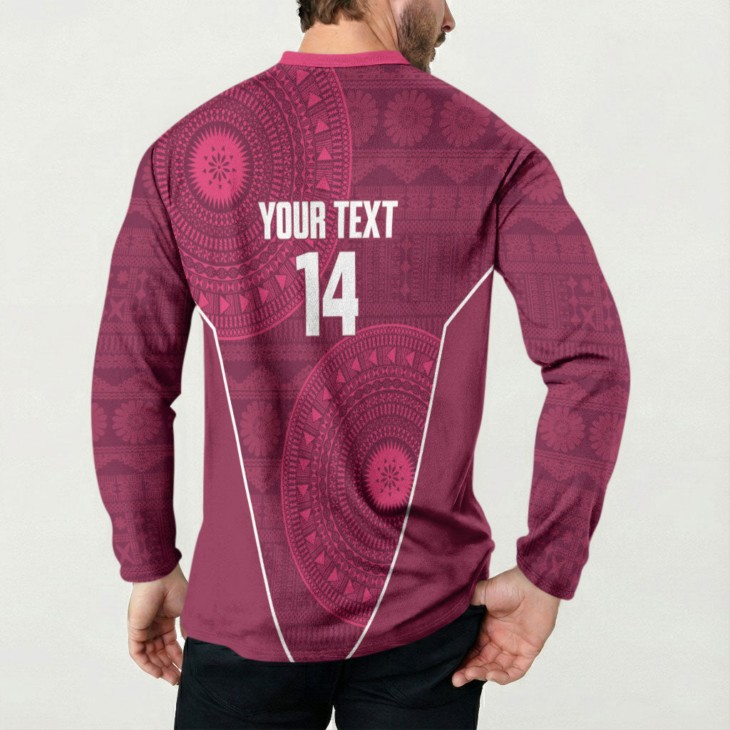 Lautoka Fiji 2026 Rugby Custom Button Sweatshirt Go Maroons Fijian Tapa Pattern LT14 - Polynesian Pride