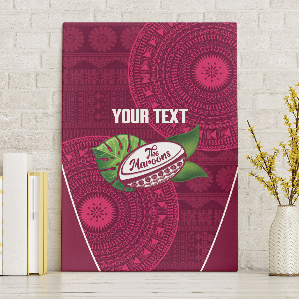 Lautoka Fiji 2026 Rugby Custom Canvas Wall Art Go Maroons Fijian Tapa Pattern LT14 Without Frame Maroon - Polynesian Pride