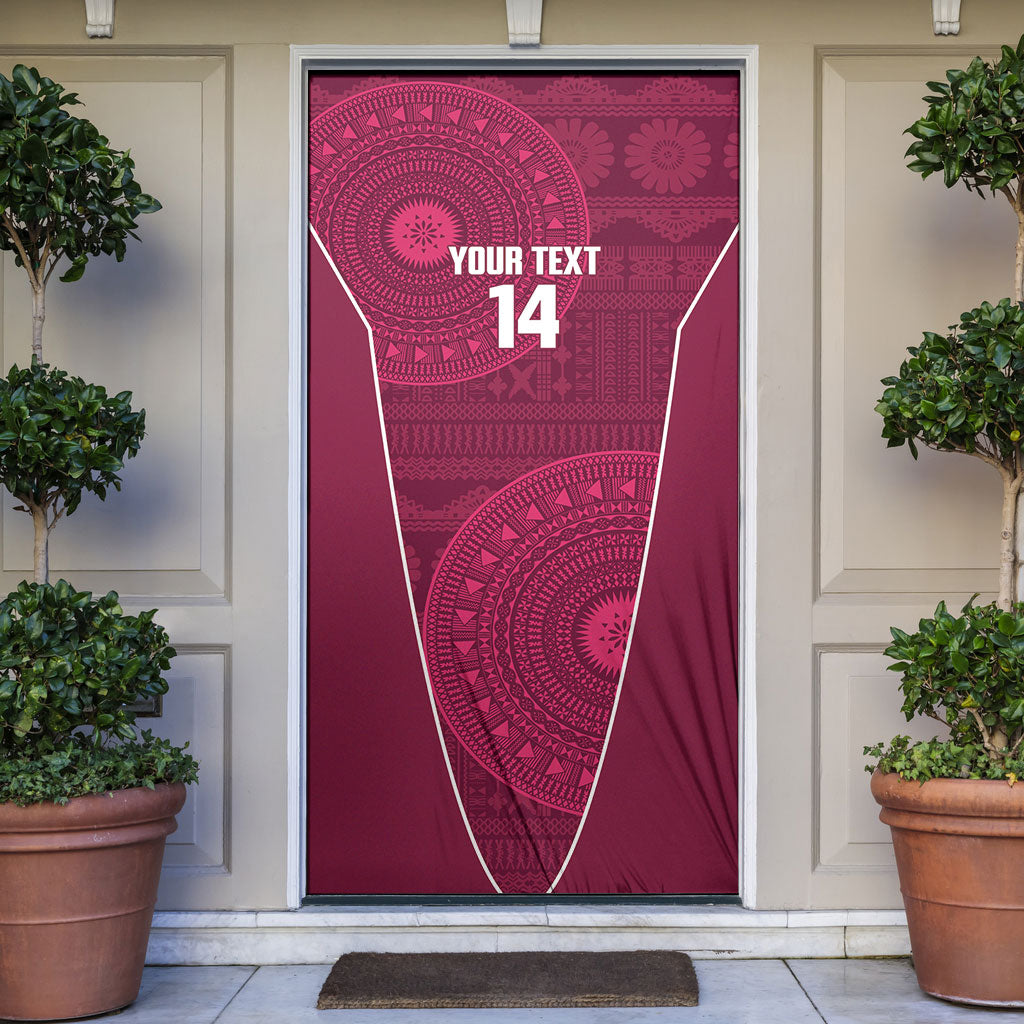 Lautoka Fiji 2026 Rugby Custom Door Cover Go Maroons Fijian Tapa Pattern LT14 Maroon - Polynesian Pride