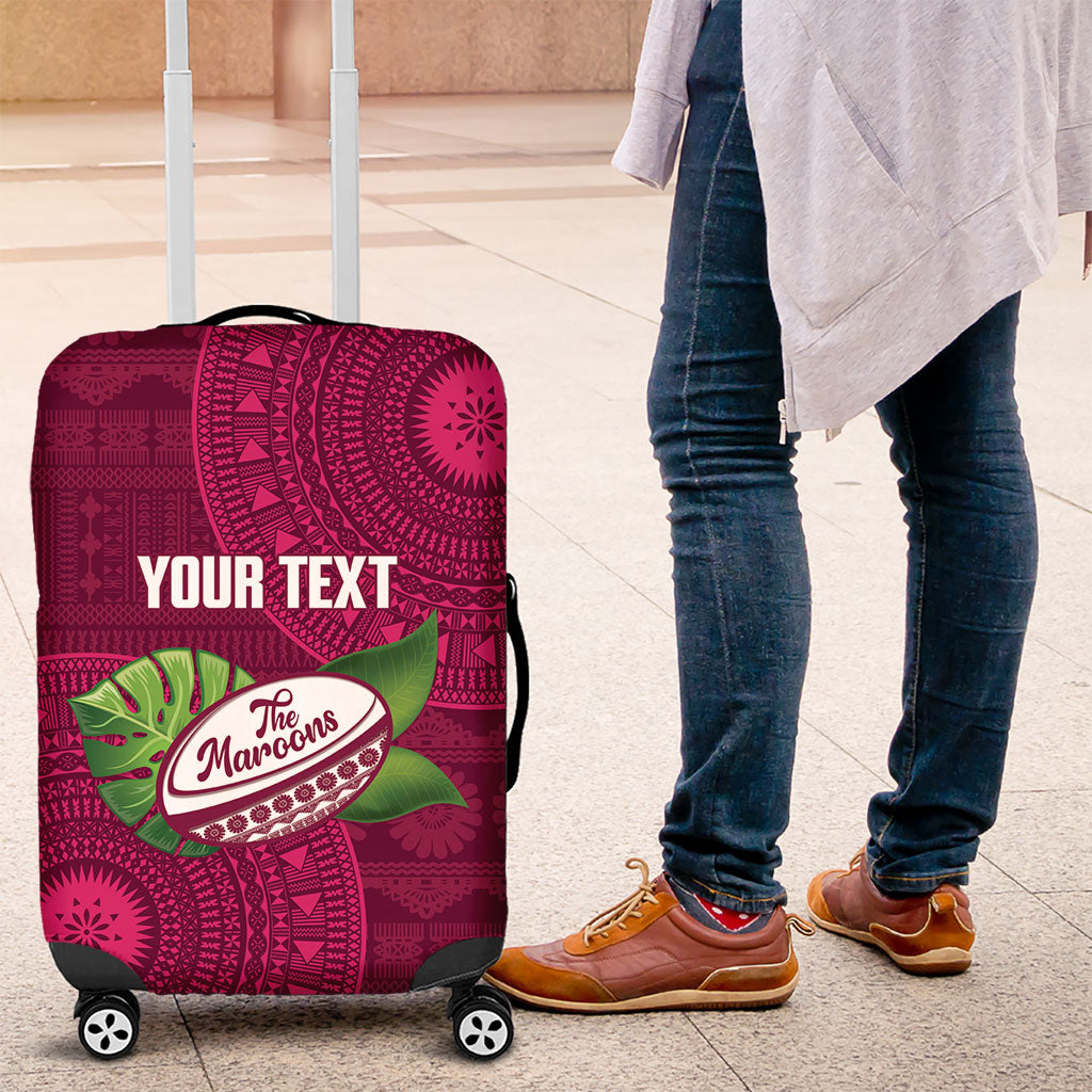 Lautoka Fiji 2026 Rugby Custom Luggage Cover Go Maroons Fijian Tapa Pattern LT14 Maroon - Polynesian Pride