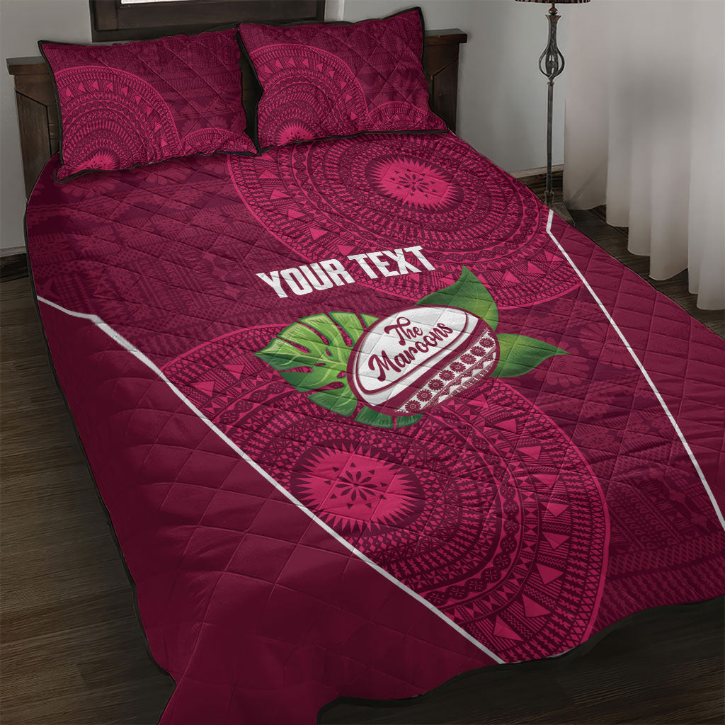 Lautoka Fiji 2026 Rugby Custom Quilt Bed Set Go Maroons Fijian Tapa Pattern