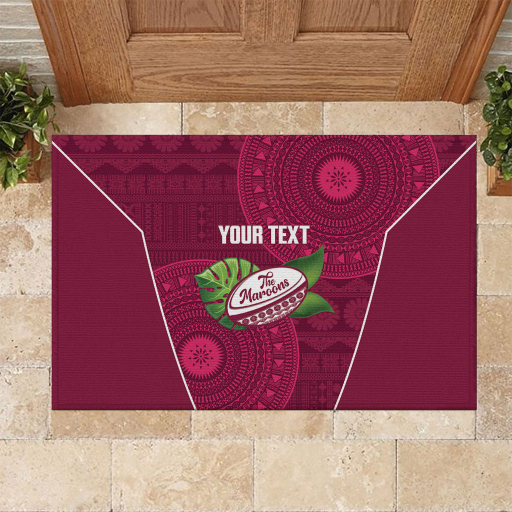 Lautoka Fiji 2026 Rugby Custom Rubber Doormat Go Maroons Fijian Tapa Pattern LT14 Maroon - Polynesian Pride