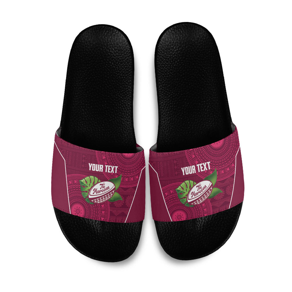 Lautoka Fiji 2026 Rugby Custom Slide Sandals Go Maroons Fijian Tapa Pattern