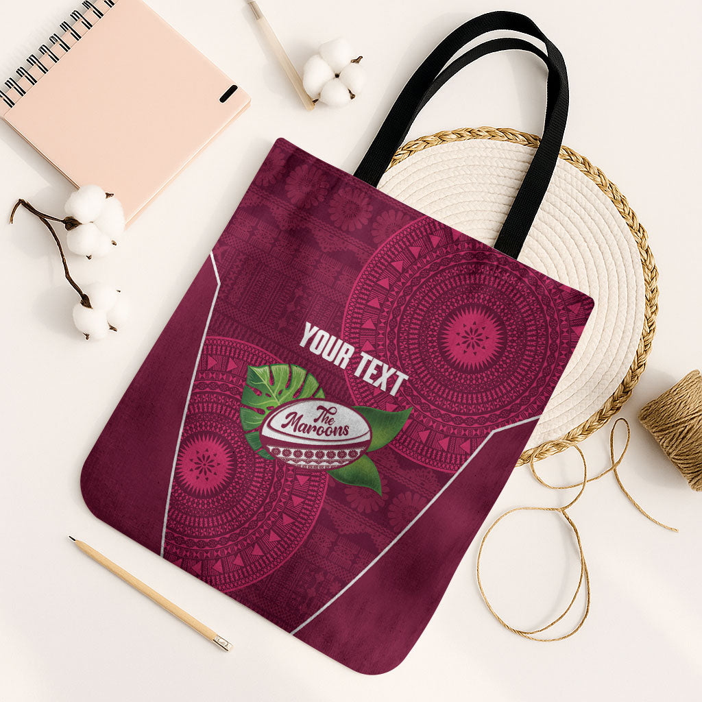 Lautoka Fiji 2026 Rugby Custom Tote Bag Go Maroons Fijian Tapa Pattern LT14 Black Strap One Size Maroon - Polynesian Pride