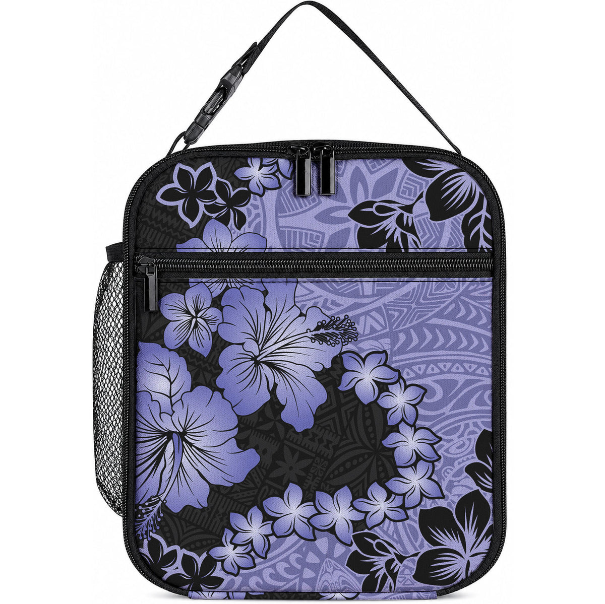 Purple Hawaii Lunch Bag Tapa Cloth Mix Tropical Flowers Pastel Vibes LT14 10.2 × 8.3 × 4.3 inch Purple - Polynesian Pride