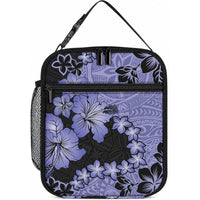 Purple Hawaii Lunch Bag Tapa Cloth Mix Tropical Flowers Pastel Vibes LT14 10.2 × 8.3 × 4.3 inch Purple - Polynesian Pride