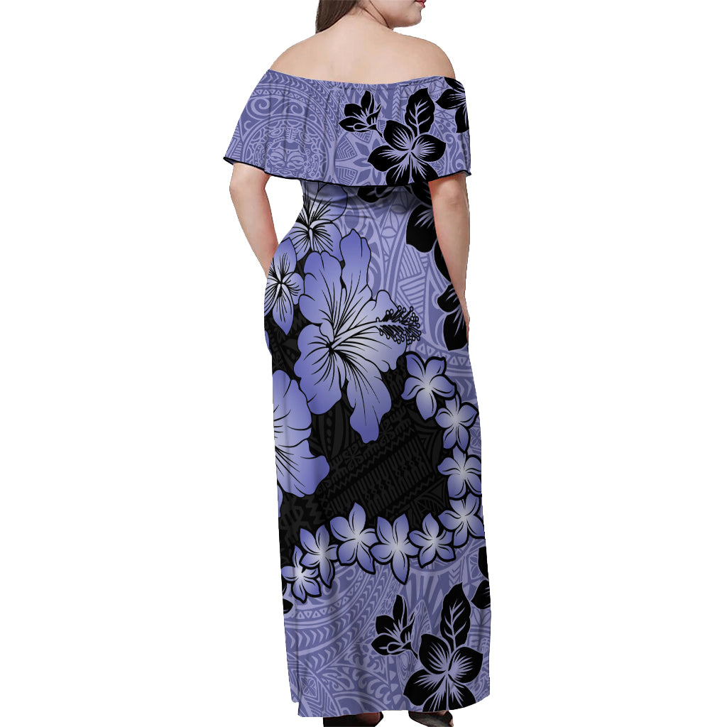 Purple Hawaii Off Shoulder Maxi Dress Tapa Cloth Mix Tropical Flowers Pastel Vibes LT14 - Polynesian Pride