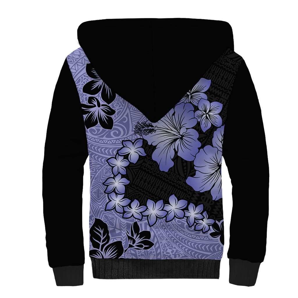 Purple Hawaii Sherpa Hoodie Tapa Cloth Mix Tropical Flowers Pastel Vibes LT14 - Polynesian Pride