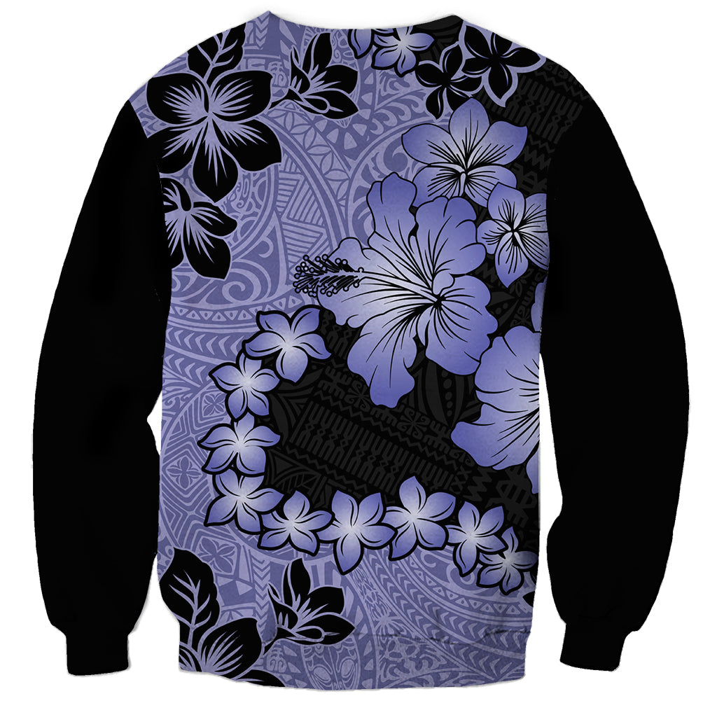 Purple Hawaii Sweatshirt Tapa Cloth Mix Tropical Flowers Pastel Vibes LT14 - Polynesian Pride