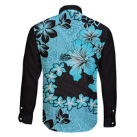 Blue Hawaii Family Matching Long Sleeve Bodycon Dress and Hawaiian Shirt Tapa Cloth Mix Tropical Flowers Pastel Vibes LT14 - Polynesian Pride