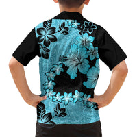 Blue Hawaii Kid Hawaiian Shirt Tapa Cloth Mix Tropical Flowers Pastel Vibes LT14 - Polynesian Pride