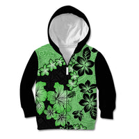 Green Hawaii Kid Hoodie Tapa Cloth Mix Tropical Flowers Pastel Vibes LT14 - Polynesian Pride