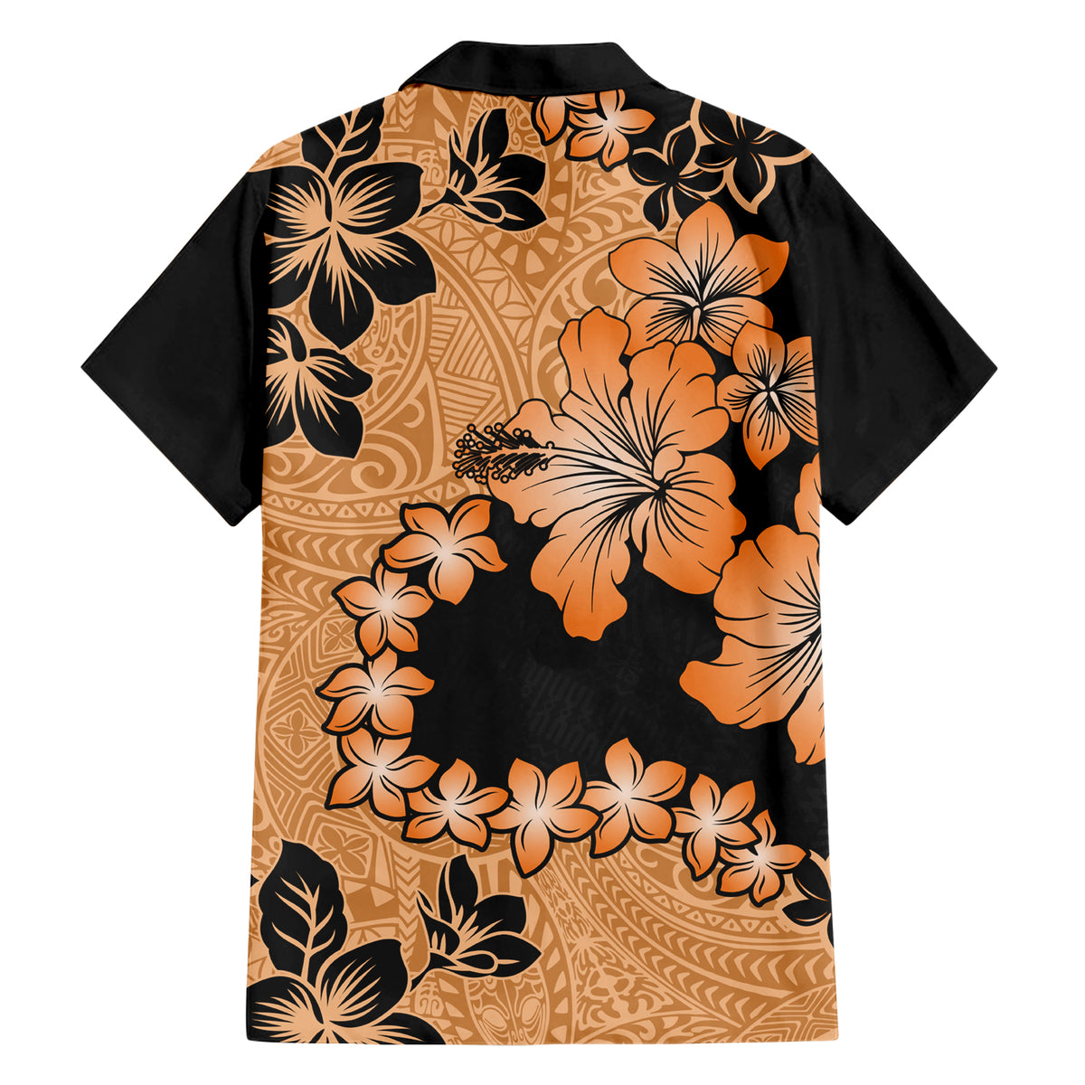 Orange Hawaii Family Matching Short Sleeve Bodycon Dress and Hawaiian Shirt Tapa Cloth Mix Tropical Flowers Pastel Vibes LT14 - Polynesian Pride
