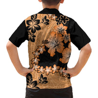 Orange Hawaii Kid Hawaiian Shirt Tapa Cloth Mix Tropical Flowers Pastel Vibes LT14 - Polynesian Pride