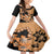 Orange Hawaii Kid Short Sleeve Dress Tapa Cloth Mix Tropical Flowers Pastel Vibes LT14 KID Orange - Polynesian Pride