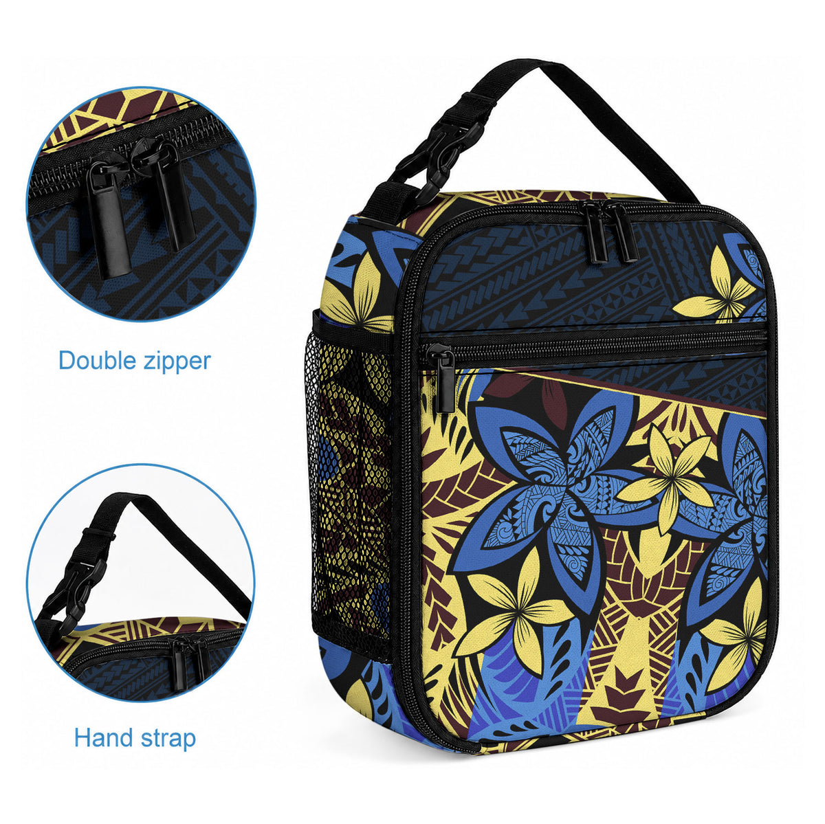 Polynesia Fabric Lunch Bag Polynesian Tribal With Frangipani Flowers LT14 - Polynesian Pride