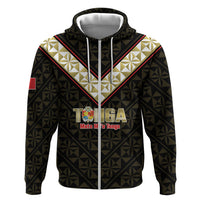 Mate Maa Tonga Rugby Custom Hoodie 2026 Tongan Ngatu Pattern Black LT14 Zip Hoodie Black - Polynesian Pride