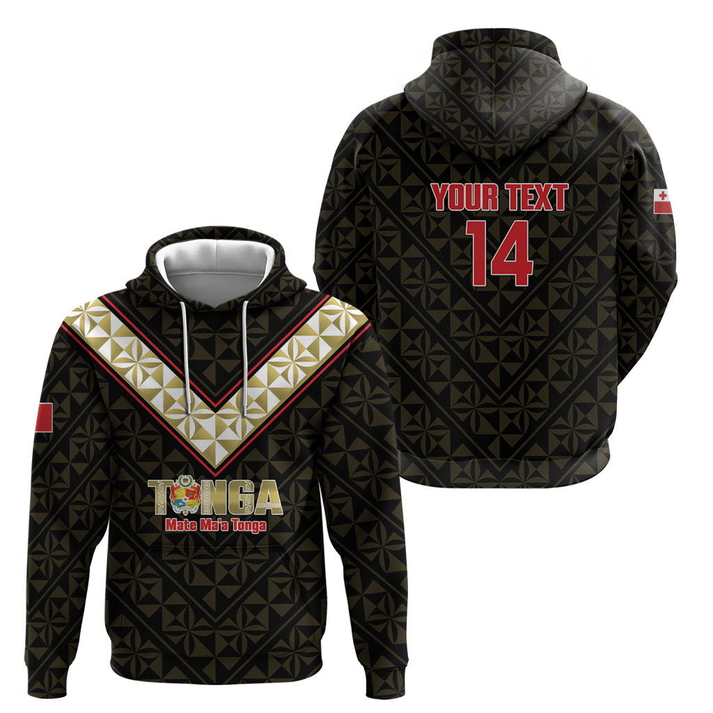 Mate Maa Tonga Rugby Custom Hoodie 2026 Tongan Ngatu Pattern Black LT14 - Polynesian Pride