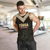 Mate Maa Tonga Rugby Custom Men Tank Top 2026 Tongan Ngatu Pattern Black LT14 Black - Polynesian Pride