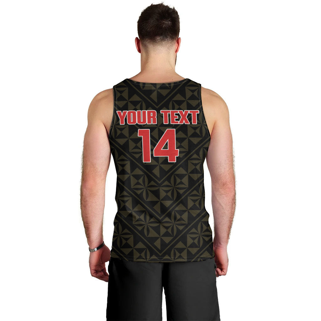 Mate Maa Tonga Rugby Custom Men Tank Top 2026 Tongan Ngatu Pattern Black LT14 - Polynesian Pride