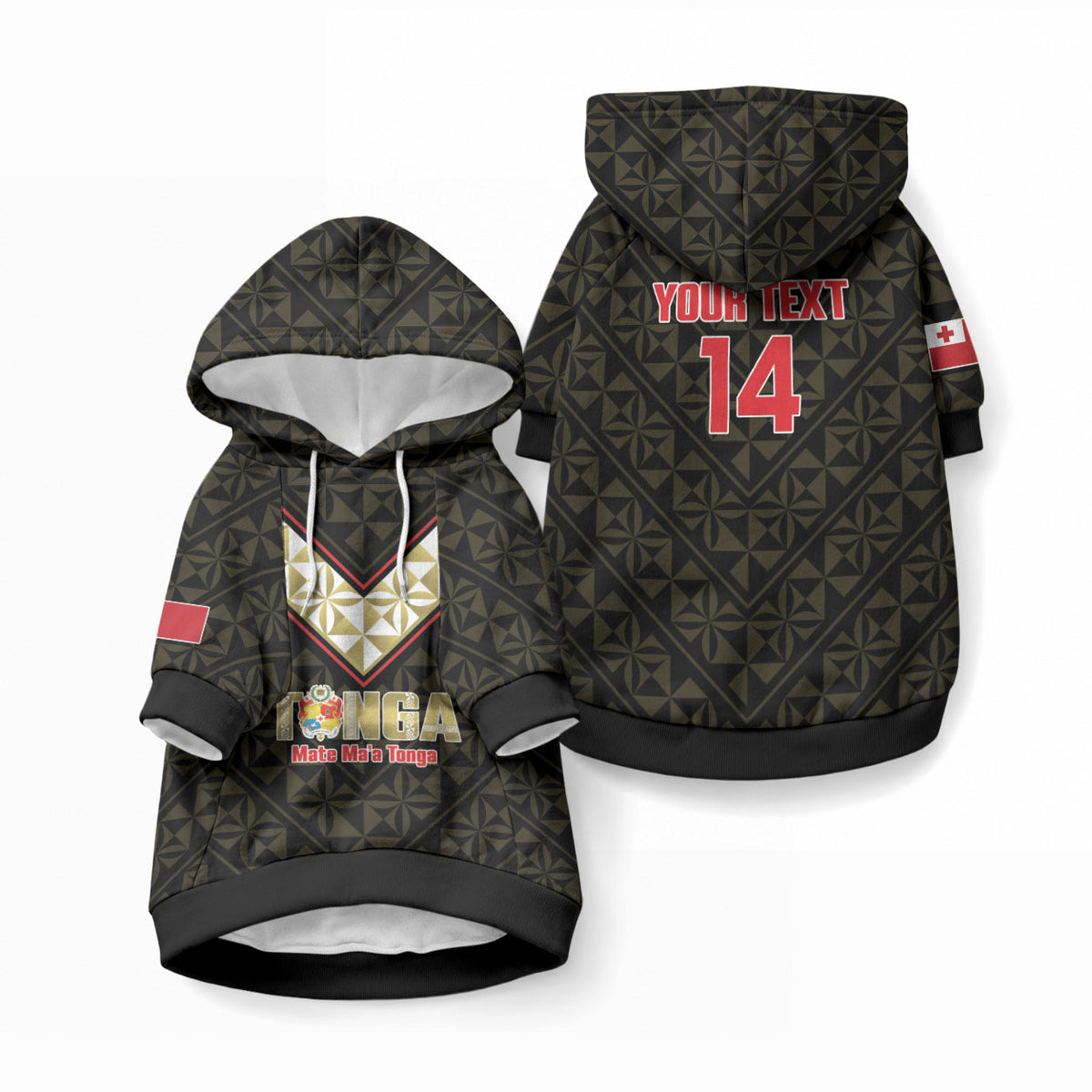 Mate Maa Tonga Rugby Custom Pet Hoodie 2026 Tongan Ngatu Pattern Black LT14 Pullover Black - Polynesian Pride