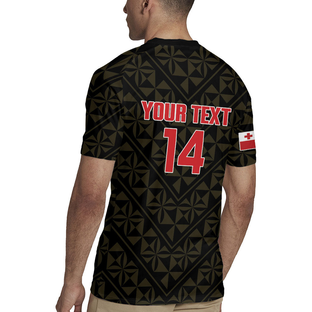 Mate Maa Tonga Rugby Custom Rugby Jersey 2026 Tongan Ngatu Pattern Black LT14 - Polynesian Pride