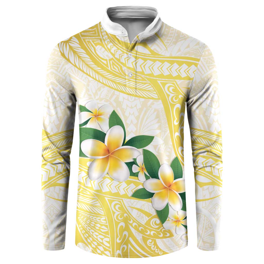 Gold And White Polynesia Plumeria Button Sweatshirt Curves Tropical Vibes LT14 Gold - Polynesian Pride