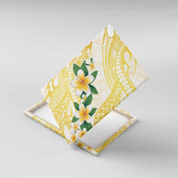 Gold And White Polynesia Plumeria Canvas Wall Art Curves Tropical Vibes LT14 With Frame Gold - Polynesian Pride