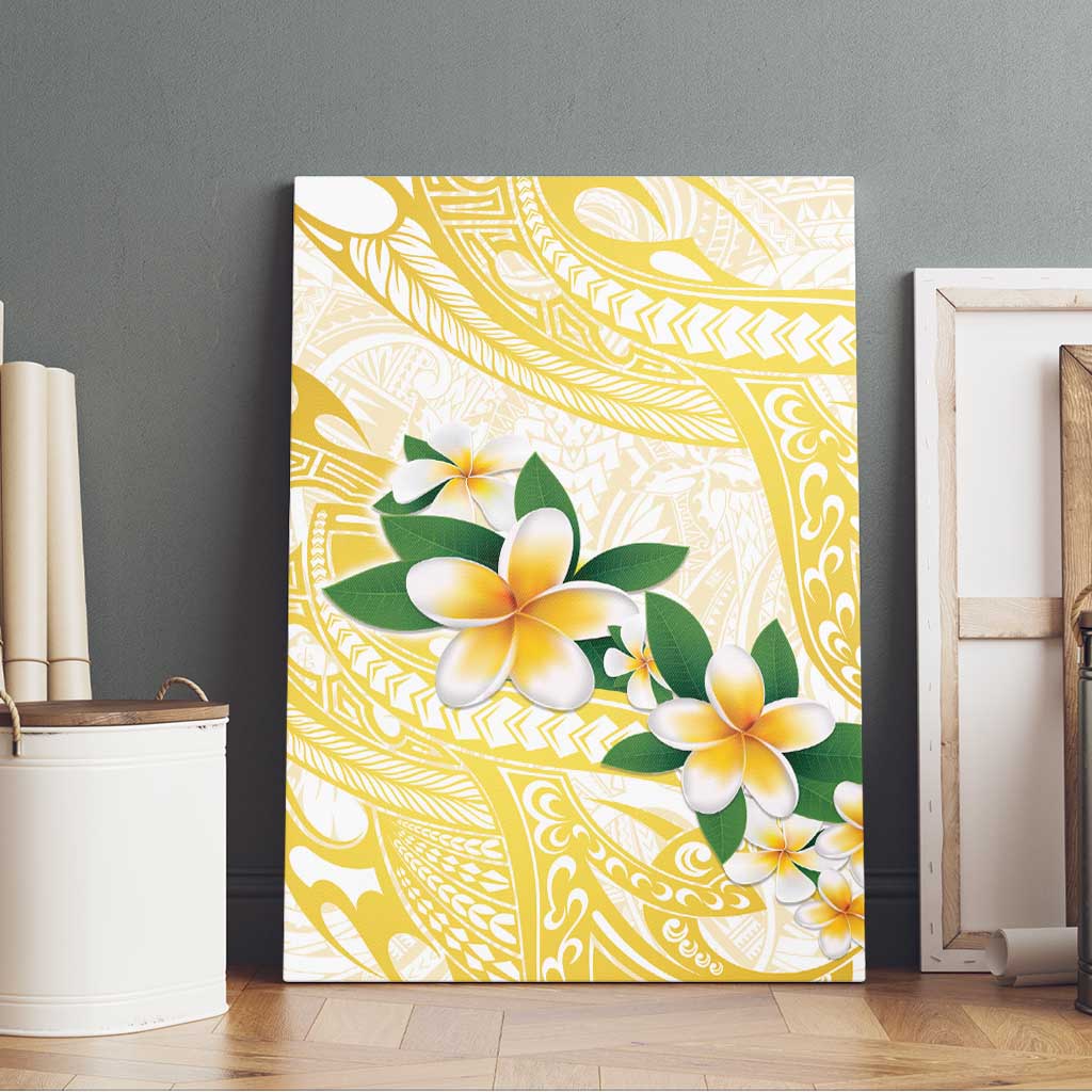 Gold And White Polynesia Plumeria Canvas Wall Art Curves Tropical Vibes LT14 - Polynesian Pride