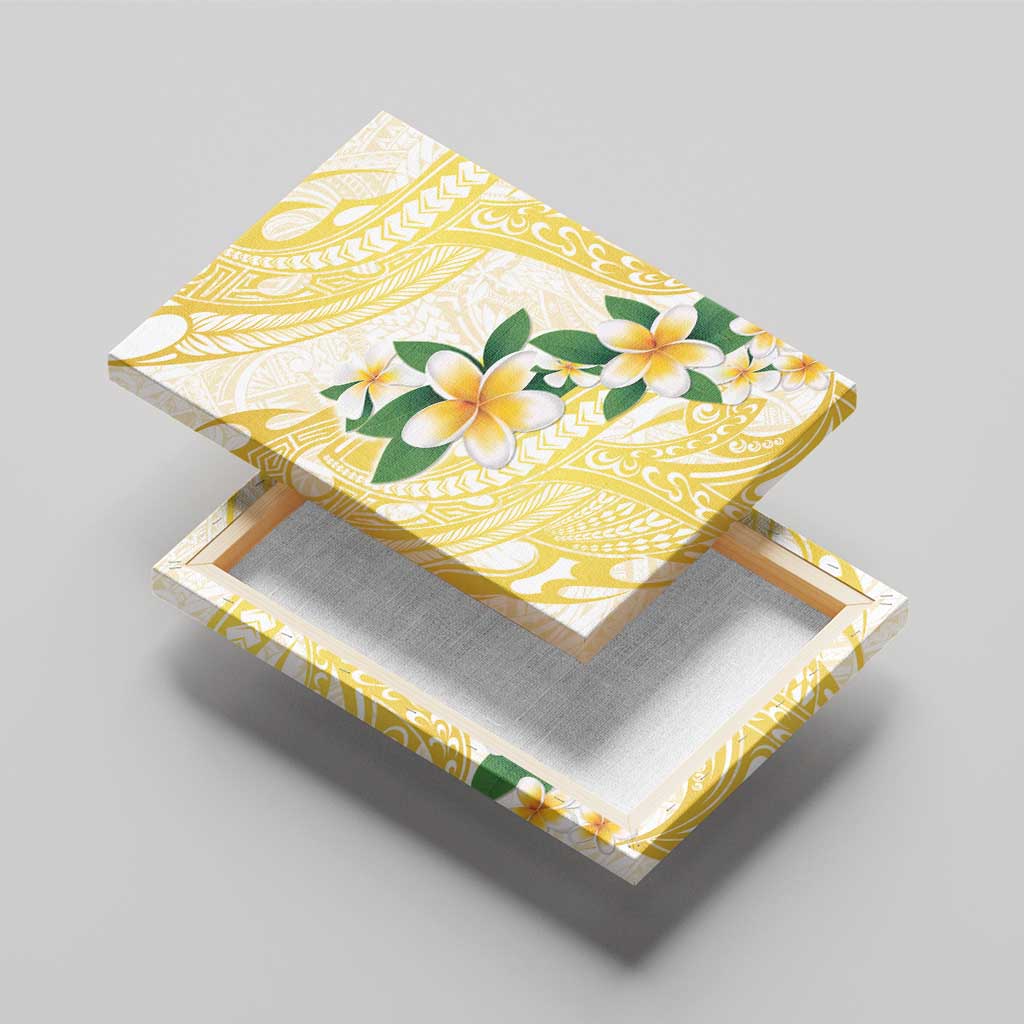 Gold And White Polynesia Plumeria Canvas Wall Art Curves Tropical Vibes LT14 - Polynesian Pride