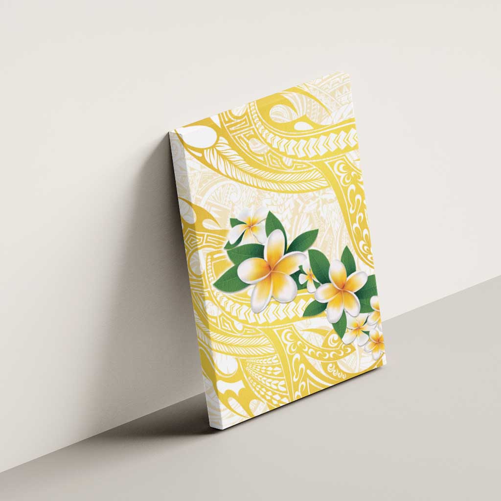 Gold And White Polynesia Plumeria Canvas Wall Art Curves Tropical Vibes LT14 - Polynesian Pride