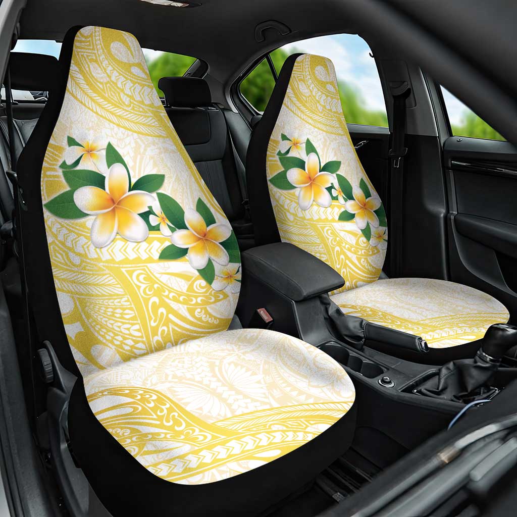 Gold And White Polynesia Plumeria Car Seat Cover Curves Tropical Vibes LT14 One Size Gold - Polynesian Pride