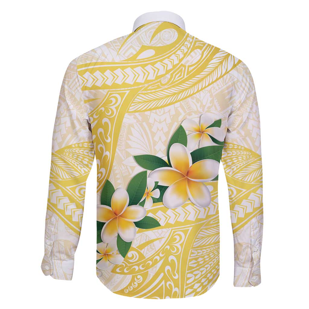 Gold And White Polynesia Plumeria Family Matching Off Shoulder Short Dress and Hawaiian Shirt Curves Tropical Vibes LT14 - Polynesian Pride
