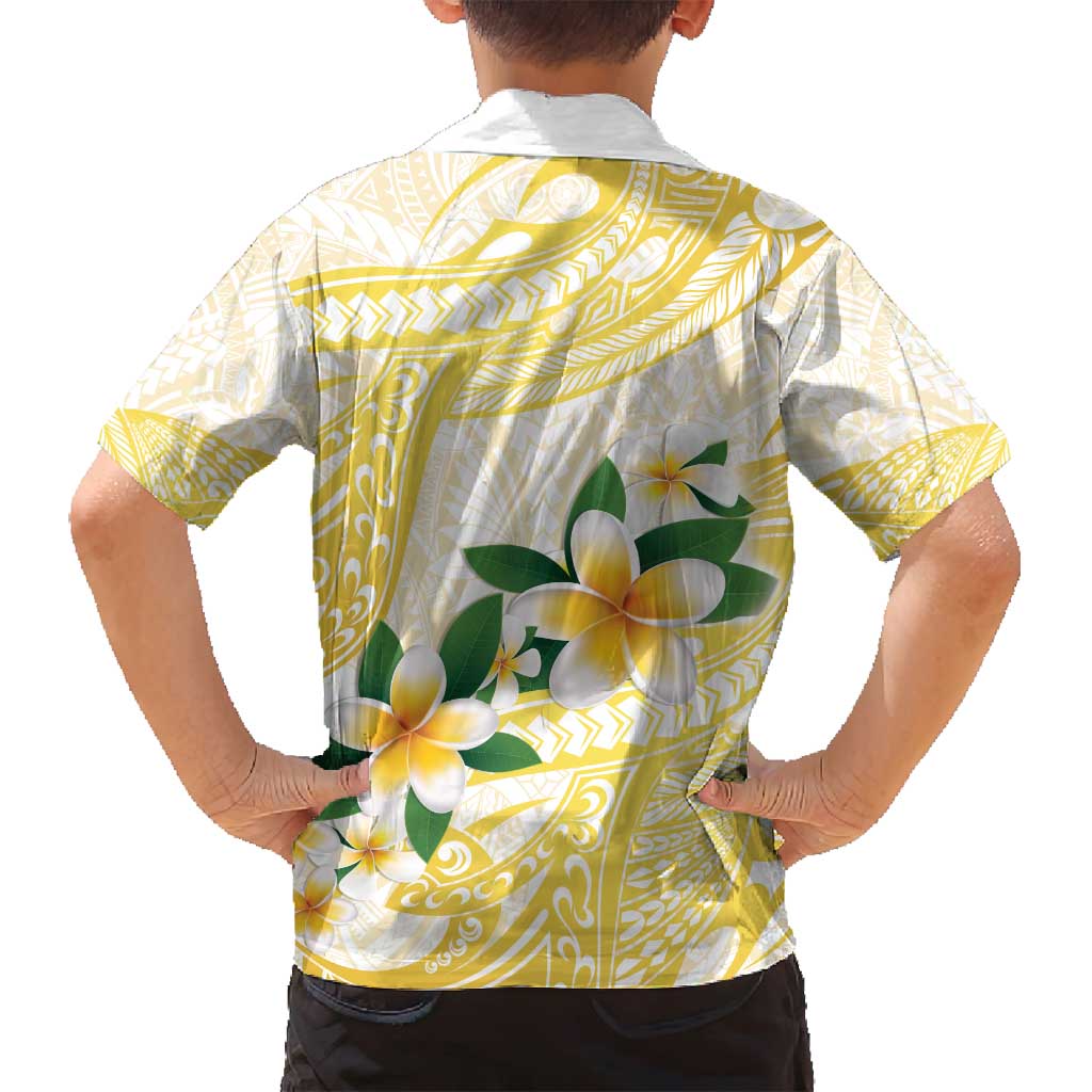 Gold And White Polynesia Plumeria Family Matching Tank Maxi Dress and Hawaiian Shirt Curves Tropical Vibes LT14 - Polynesian Pride