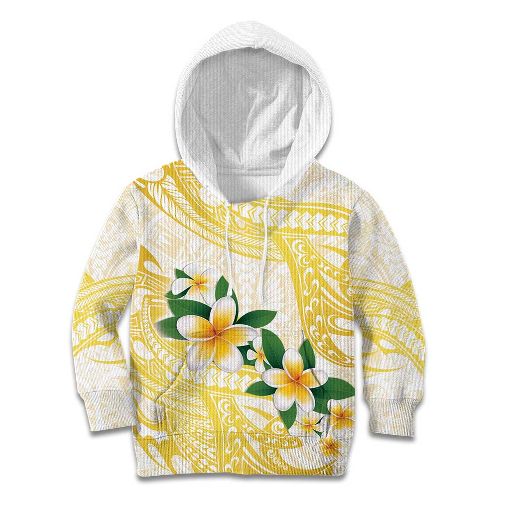 Gold And White Polynesia Plumeria Kid Hoodie Curves Tropical Vibes LT14 Hoodie Gold - Polynesian Pride