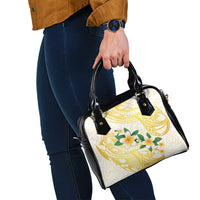 Gold And White Polynesia Plumeria Shoulder Handbag Curves Tropical Vibes LT14 - Polynesian Pride