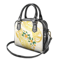 Gold And White Polynesia Plumeria Shoulder Handbag Curves Tropical Vibes LT14 - Polynesian Pride