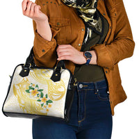 Gold And White Polynesia Plumeria Shoulder Handbag Curves Tropical Vibes LT14 - Polynesian Pride