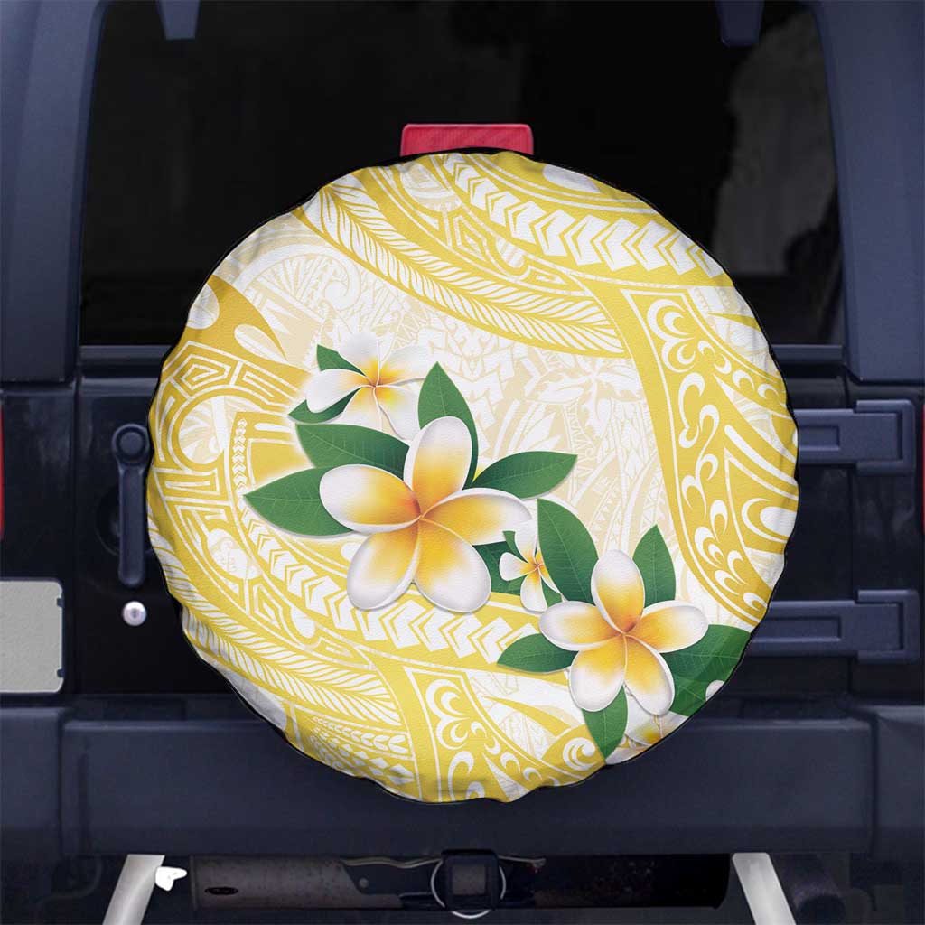 Gold And White Polynesia Plumeria Spare Tire Cover Curves Tropical Vibes LT14 - Polynesian Pride