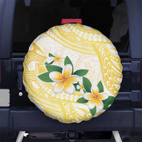 Gold And White Polynesia Plumeria Spare Tire Cover Curves Tropical Vibes LT14 - Polynesian Pride