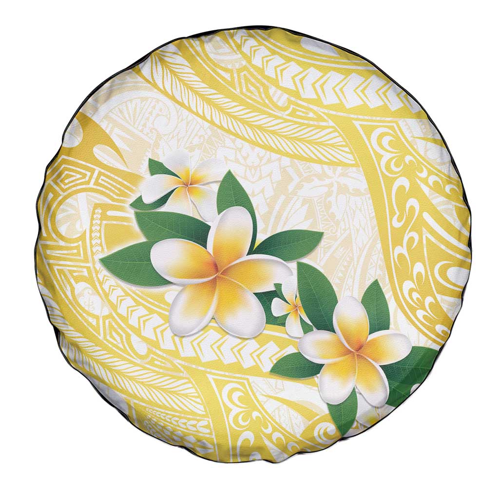 Gold And White Polynesia Plumeria Spare Tire Cover Curves Tropical Vibes LT14 - Polynesian Pride