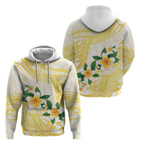 Gold And White Polynesia Plumeria Zip Hoodie Curves Tropical Vibes LT14 - Polynesian Pride
