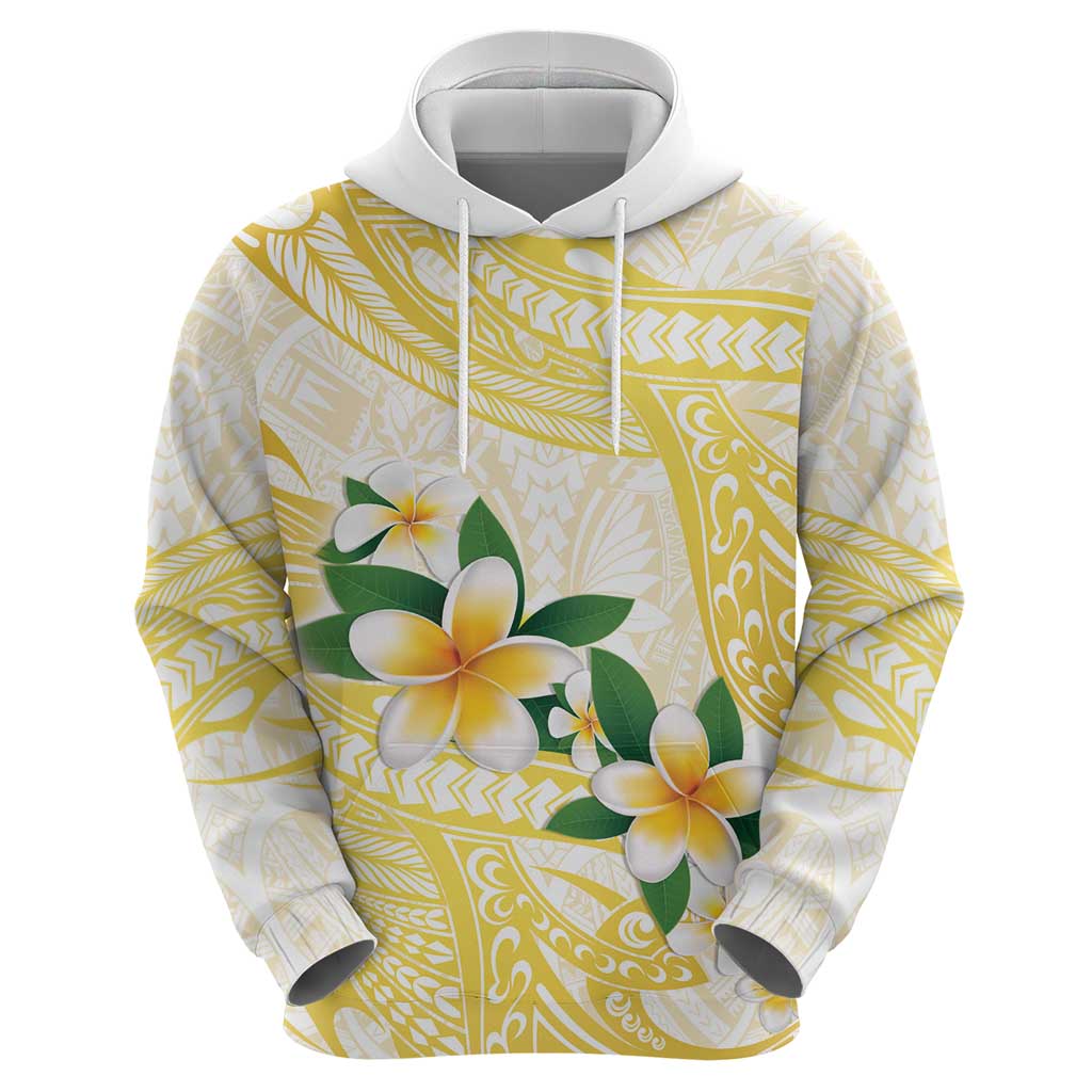 Gold And White Polynesia Plumeria Zip Hoodie Curves Tropical Vibes LT14 - Polynesian Pride